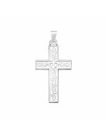 Silver Vine Pattern Cross Pendant