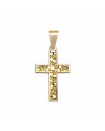 10K Yellow Gold Wine Cork Pattern Cross Pendant