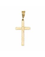 10K Yellow Gold Large Swirly Pattern Cross Pendant