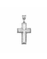 Silver Large Double Cross Pendant