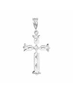 Silver Large Cross with Pattern Pendant