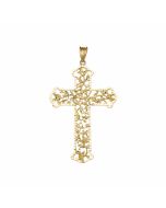 10K Yellow Gold Large Filigree Cross Pendant