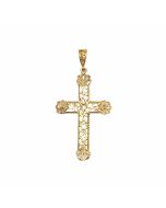 10K Yellow Gold Large Giraffe Pattern Cross Pendant