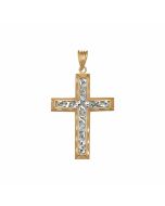 10K Two Tone Large Filigree Cross Pendant