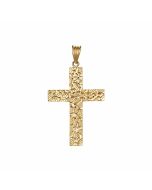 10K Yellow Gold Large Cobble Stone Cross Pendant