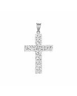 Silver Large Cobble Stone Style Cross Pendant