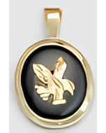 10K Yellow Gold Oval Onyx Eagle Pendant