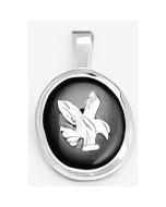 Silver Oval Onyx Eagle Pendant