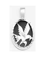 Silver Oval Onyx Eagle Pendant