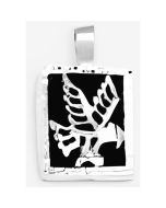 Silver Rectangular Onyx Eagle Pendant