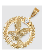 10K Yellow Gold Eagle in a C.Z Circle Pendant