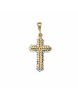 10K Two Tone Wire Pattern Cross Pendant