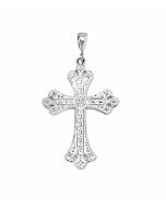 Silver Fancy Traditional Bottony Cross Pendant