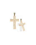 10K Two Tone L Pattern Cross Pendant