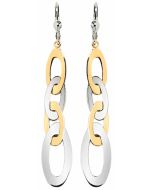 10K Two Tone Long Linked Drop Down Earrings