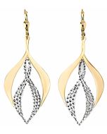 10K Two Tone Elegant Glam Drop Down Earrings