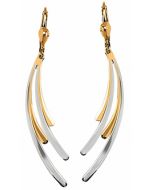 10K Two Tone Double Concave Drop Down Earrings