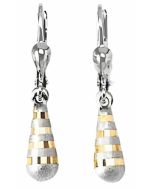 10K Two Tone Decorative Tear Drop Down Earrings
