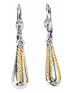 10K Two Tone Festive Tear Drop Down Earrings