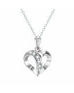 14K White Gold Diamond Heart Pendant