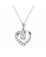 14K White Gold Diamond Accented Heart Pendant