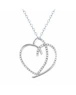 14K White Gold Chic Floating Diamond Heart Pendant