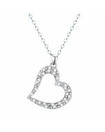 14K White Gold Frosted Diamond Heart Pendant