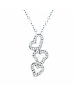 14K White Gold Floating Diamond Hearts on Shamrock Pendant