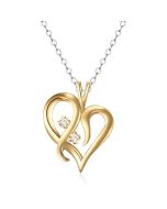 14K Yellow Gold Small Fancy Diamond Heart Pendant