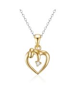 14K Yellow Gold Drop Down Diamond Heart Pendant