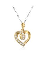 14K Yellow Gold Diamond Accented Heart Pendant