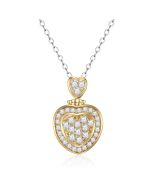 14K Yellow Gold 3D Bedazzled Diamond Heart Pendant