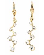 10K Yellow Gold C.Z Snow Fall Drop Down Earrings