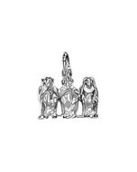 Silver 3D See No Evil Speak No Evil Hear No Evil Pendant