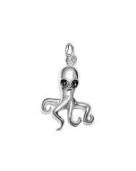 Silver 3D Octopus with Green Eyes Charm 