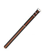 Black, Grey and Orange 20mm Long NATO Three Rings Nylon Watch Strap