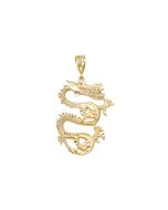 10K Yellow Gold Big Mouth Opened Dragon Pendant