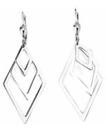 10K Two Tone Diamond Shape Layered Drop Down Earrings