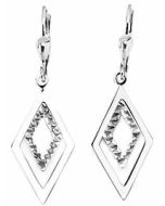 Silver Glam Double Diamond Shaped Drop Down Earrings