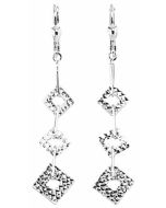 Silver Shimmery Square Drop Down Earrings
