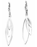 Silver Triple Leaf Drop Down Earrings