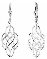 Silver Decorative Cross Drop Down Earrings