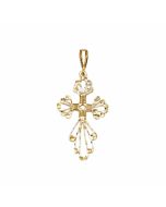 10K Yellow Gold Large Filigree Cross Pendant