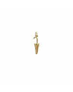 10K Yellow Gold 3D Closed Umbrella Pendant