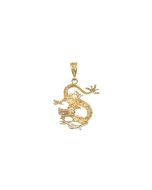 10K Yellow Gold Big Dancing Dragon Pendant