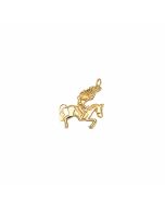 10K Yellow Gold 3D Native Indian Chief with Horse Pendant