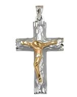 10K Two Tone Large Crucifix Pendant