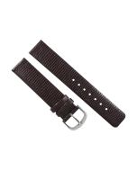 18mm Dark Brown Flat Lizard Print Leather Watch Band