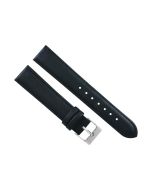18mm Black Plain Padded Stitched Style Leather Watch Band