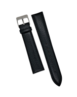 18mm Black Padded Scratched Style Leather Watch Band